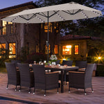  - 11 Pieces Patio Dining Set with 15 Feet Double - Sided Patio Umbrella and Base - Outdoor Style Company