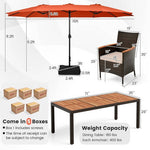  - 11 Pieces Patio Dining Set with 15 Feet Double - Sided Patio Umbrella and Base - Outdoor Style Company