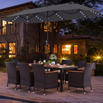  - 11 Pieces Patio Dining Set with 15 Feet Double - Sided Patio Umbrella and Base - Outdoor Style Company