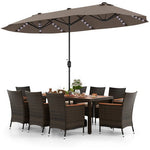  - 11 Pieces Patio Dining Set with 15 Feet Double - Sided Patio Umbrella and Base - Outdoor Style Company