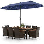  - 11 Pieces Patio Dining Set with 15 Feet Double - Sided Patio Umbrella and Base - Outdoor Style Company