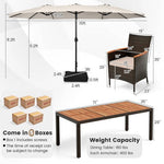  - 11 Pieces Patio Dining Set with 15 Feet Double - Sided Patio Umbrella and Base - Outdoor Style Company