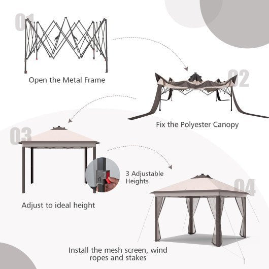  - 11 x 11 Feet Portable Outdoor Patio Folding Gazebo with Led Lights - Outdoor Style Company