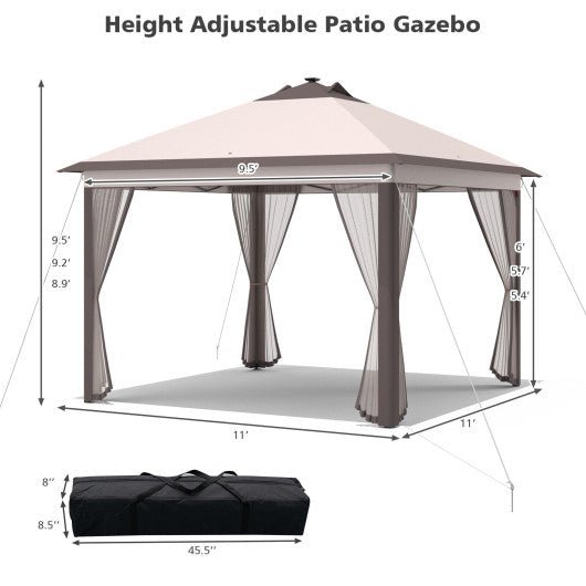  - 11 x 11 Feet Portable Outdoor Patio Folding Gazebo with Led Lights - Outdoor Style Company