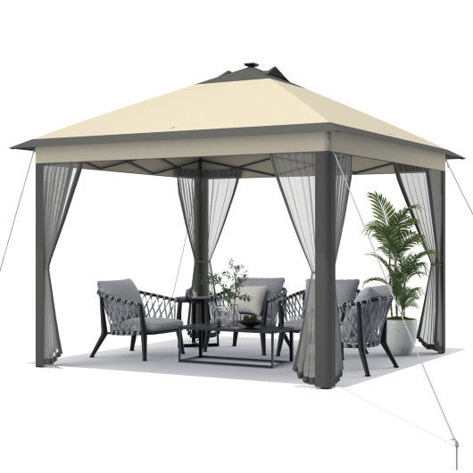  - 11 x 11 Feet Portable Outdoor Patio Folding Gazebo with Led Lights - Outdoor Style Company