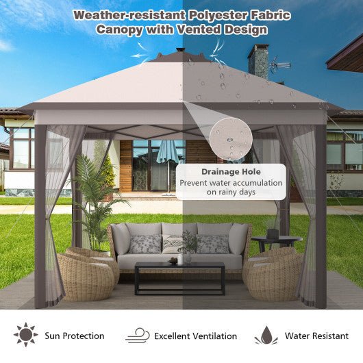  - 11 x 11 Feet Portable Outdoor Patio Folding Gazebo with Led Lights - Outdoor Style Company