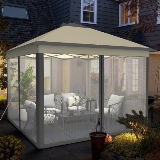  - 11 x 11 Feet Portable Outdoor Patio Folding Gazebo with Led Lights - Outdoor Style Company