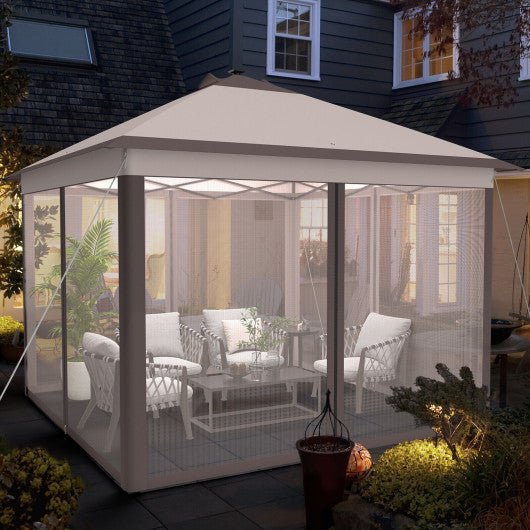  - 11 x 11 Feet Portable Outdoor Patio Folding Gazebo with Led Lights - Outdoor Style Company