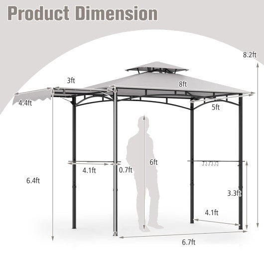  - 11 x 5 FT Grill Gazebo with Side Awning and Double - Tiered Top - Outdoor Style Company