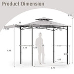  - 11 x 5 FT Grill Gazebo with Side Awning and Double - Tiered Top - Gray - Outdoor Style Company