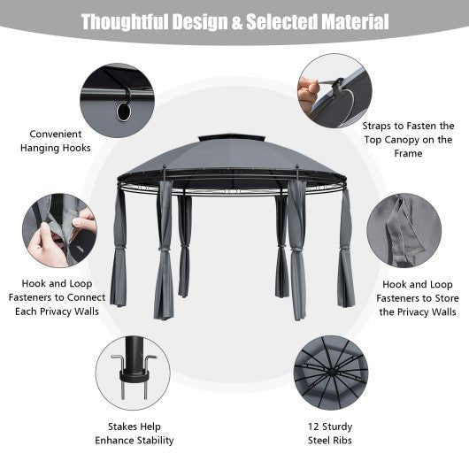  - 11.5 ft Outdoor Patio Round Dome Gazebo Canopy Shelter with Double Roof Steel - Outdoor Style Company