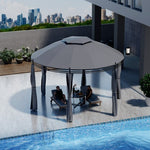  - 11.5 ft Outdoor Patio Round Dome Gazebo Canopy Shelter with Double Roof Steel - Outdoor Style Company