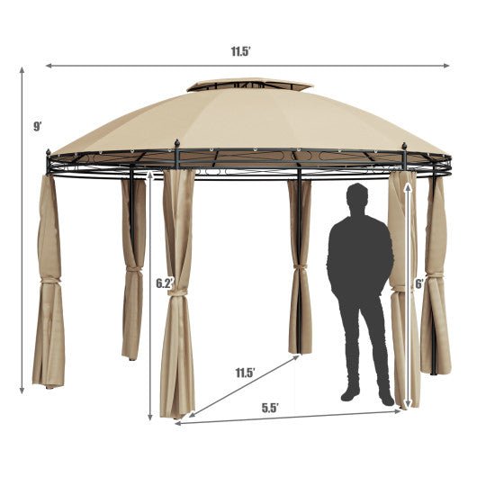  - 11.5 ft Outdoor Patio Round Dome Gazebo Canopy Shelter with Double Roof Steel - Outdoor Style Company