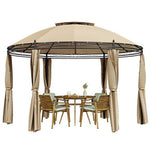  - 11.5 ft Outdoor Patio Round Dome Gazebo Canopy Shelter with Double Roof Steel - Outdoor Style Company