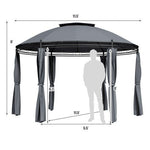  - 11.5 ft Outdoor Patio Round Dome Gazebo Canopy Shelter with Double Roof Steel - Outdoor Style Company