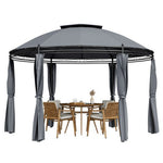  - 11.5 ft Outdoor Patio Round Dome Gazebo Canopy Shelter with Double Roof Steel - Outdoor Style Company