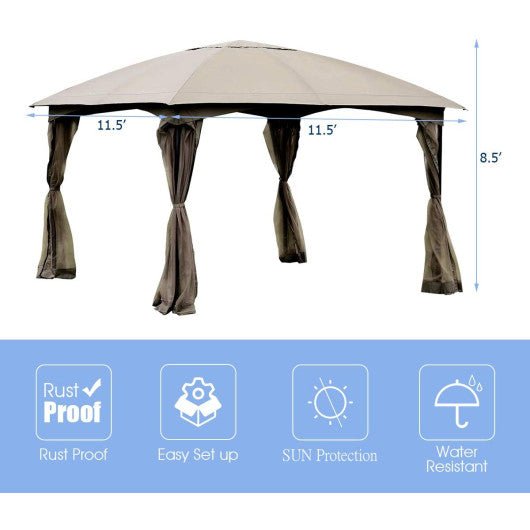  - 11.5 x 11.5 Feet Fully Enclosed Outdoor Gazebo with Removable 4 Walls - Outdoor Style Company