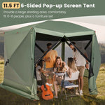  - 11.5 X 11.5 FT Pop - up Screen House Tent with Portable Carrying Bag - Green - Outdoor Style Company