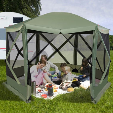  - 11.5 X 11.5 FT Pop - up Screen House Tent with Portable Carrying Bag - Green - Outdoor Style Company