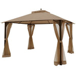  - 12 x 10 Feet Outdoor Double Top Patio Gazebo with Netting - Outdoor Style Company