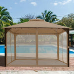  - 12 x 10 Feet Outdoor Double Top Patio Gazebo with Netting - Outdoor Style Company