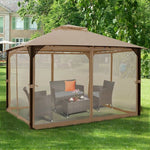  - 12 x 10 Feet Outdoor Double Top Patio Gazebo with Netting - Outdoor Style Company