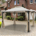  - 12 x 10 Feet Outdoor Double Top Patio Gazebo with Netting - Outdoor Style Company