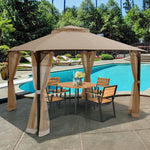  - 12 x 10 Feet Outdoor Double Top Patio Gazebo with Netting - Outdoor Style Company