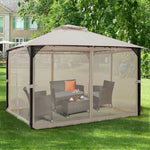  - 12 x 10 Feet Outdoor Double Top Patio Gazebo with Netting - Outdoor Style Company