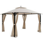  - 12 x 10 Feet Outdoor Double Top Patio Gazebo with Netting - Outdoor Style Company