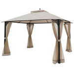  - 12 x 10 Feet Outdoor Double Top Patio Gazebo with Netting - Outdoor Style Company