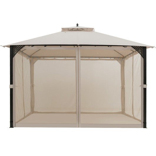  - 12 x 10 Feet Outdoor Double Top Patio Gazebo with Netting - Outdoor Style Company