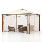  - 12 x 10 Feet Outdoor Patio Gazebo with Netting and 2 - Tier Canopy Roof - Outdoor Style Company