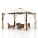  - 12 x 10 Feet Outdoor Patio Gazebo with Netting and 2 - Tier Canopy Roof - Outdoor Style Company