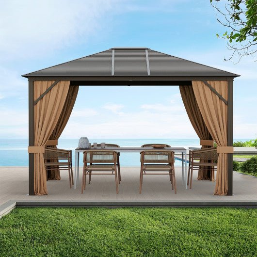  - 12 x10 Feet Outdoor Hardtop Gazebo with Galvanized Steel Top and Netting - Outdoor Style Company