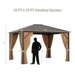  - 12 x10 Feet Outdoor Hardtop Gazebo with Galvanized Steel Top and Netting - Outdoor Style Company