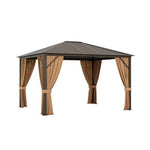  - 12 x10 Feet Outdoor Hardtop Gazebo with Galvanized Steel Top and Netting - Outdoor Style Company