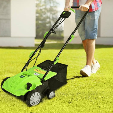 - 13 Inch 12 Amp Electric Scarifier with Collection Bag and Removable Blades - Outdoor Style Company