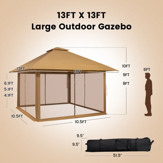  - 13 x 13 Feet Pop - up Instant Canopy Tent with Mesh Sidewall - Outdoor Style Company