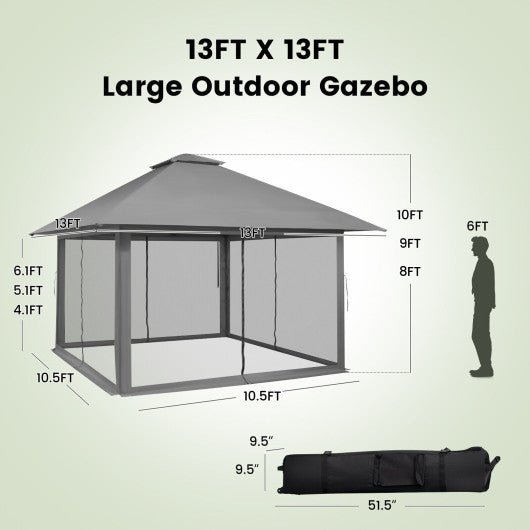  - 13 x 13 Feet Pop - up Instant Canopy Tent with Mesh Sidewall - Outdoor Style Company