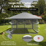  - 13 x 13 Feet Pop - up Instant Canopy Tent with Mesh Sidewall - Outdoor Style Company