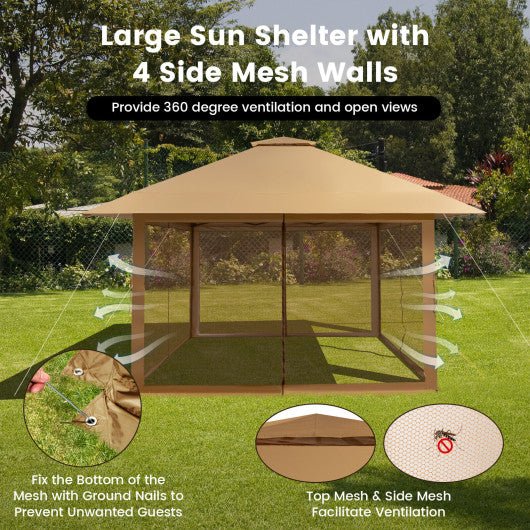  - 13 x 13 Feet Pop - up Instant Canopy Tent with Mesh Sidewall - Outdoor Style Company