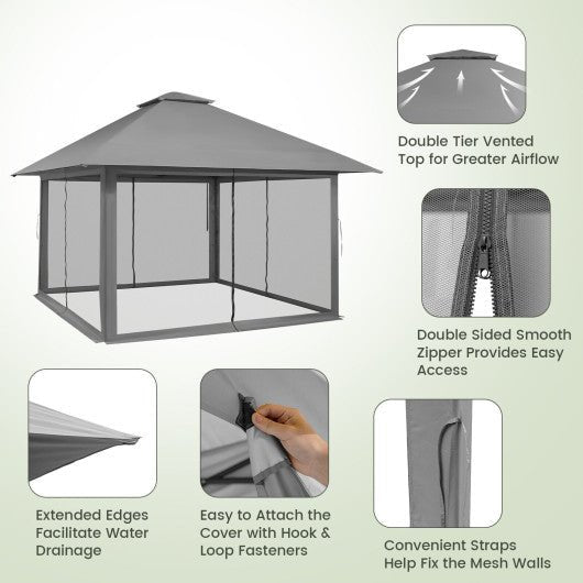  - 13 x 13 Feet Pop - up Instant Canopy Tent with Mesh Sidewall - Outdoor Style Company