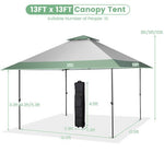  - 13 x 13 Feet Pop - Up Patio Canopy Tent with Shelter and Wheeled Bag - Gray - Outdoor Style Company