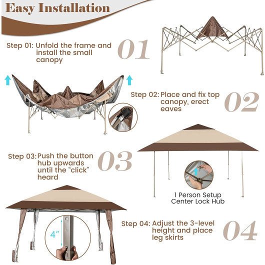  - 13 x 13 Feet Pop - Up Patio Gazebo with Wheels - Outdoor Style Company