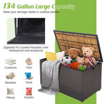  - 134 Gallon Rattan Storage Box with Zippered Liner and Solid Acacia Wood Top - Outdoor Style Company