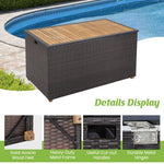  - 134 Gallon Rattan Storage Box with Zippered Liner and Solid Acacia Wood Top - Outdoor Style Company