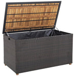  - 134 Gallon Rattan Storage Box with Zippered Liner and Solid Acacia Wood Top - Outdoor Style Company