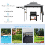  - 13.5 x 4 Feet Patio BBQ Grill Gazebo Canopy with Dual Side Awnings - Outdoor Style Company