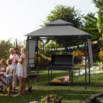  - 13.5 x 4 Feet Patio BBQ Grill Gazebo Canopy with Dual Side Awnings - Outdoor Style Company